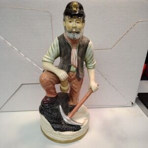 Vintage Ceramic Coal Miner Figure With Pick Figurine Decoration
